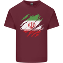 Torn Iran Flag Iranian Day Football Mens Cotton T-Shirt Tee Top Maroon