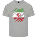 Torn Iran Flag Iranian Day Football Mens Cotton T-Shirt Tee Top Sports Grey