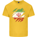 Torn Iran Flag Iranian Day Football Mens Cotton T-Shirt Tee Top Yellow