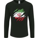 Torn Iran Flag Iranian Day Football Mens Long Sleeve T-Shirt Black