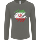 Torn Iran Flag Iranian Day Football Mens Long Sleeve T-Shirt Charcoal