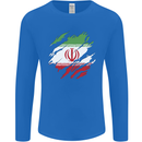 Torn Iran Flag Iranian Day Football Mens Long Sleeve T-Shirt Royal Blue