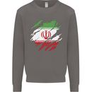 Torn Iran Flag Iranian Day Football Mens Sweatshirt Jumper Charcoal