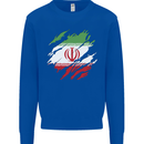 Torn Iran Flag Iranian Day Football Mens Sweatshirt Jumper Royal Blue