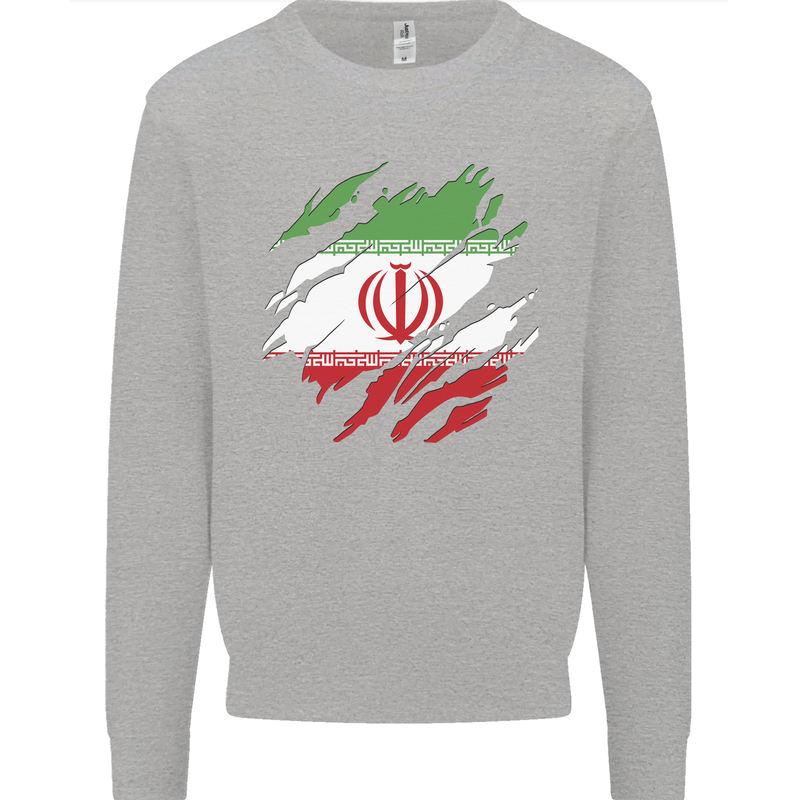 Torn Iran Flag Iranian Day Football Mens Sweatshirt Jumper Sports Grey