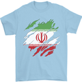 Torn Iran Flag Iranian Day Football Mens T-Shirt 100% Cotton Light Blue