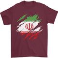 Torn Iran Flag Iranian Day Football Mens T-Shirt 100% Cotton Maroon
