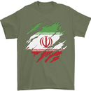 Torn Iran Flag Iranian Day Football Mens T-Shirt 100% Cotton Military Green