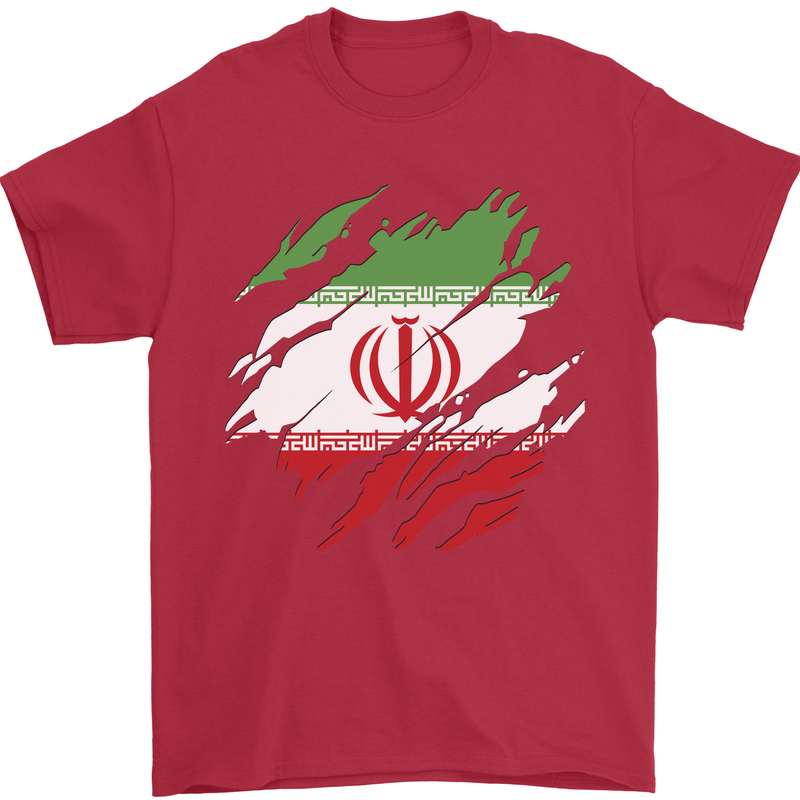 Torn Iran Flag Iranian Day Football Mens T-Shirt 100% Cotton Red