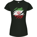 Torn Iran Flag Iranian Day Football Womens Petite Cut T-Shirt Black