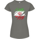 Torn Iran Flag Iranian Day Football Womens Petite Cut T-Shirt Charcoal