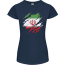 Torn Iran Flag Iranian Day Football Womens Petite Cut T-Shirt Navy Blue