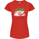 Torn Iran Flag Iranian Day Football Womens Petite Cut T-Shirt Red