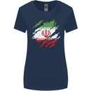Torn Iran Flag Iranian Day Football Womens Wider Cut T-Shirt Navy Blue