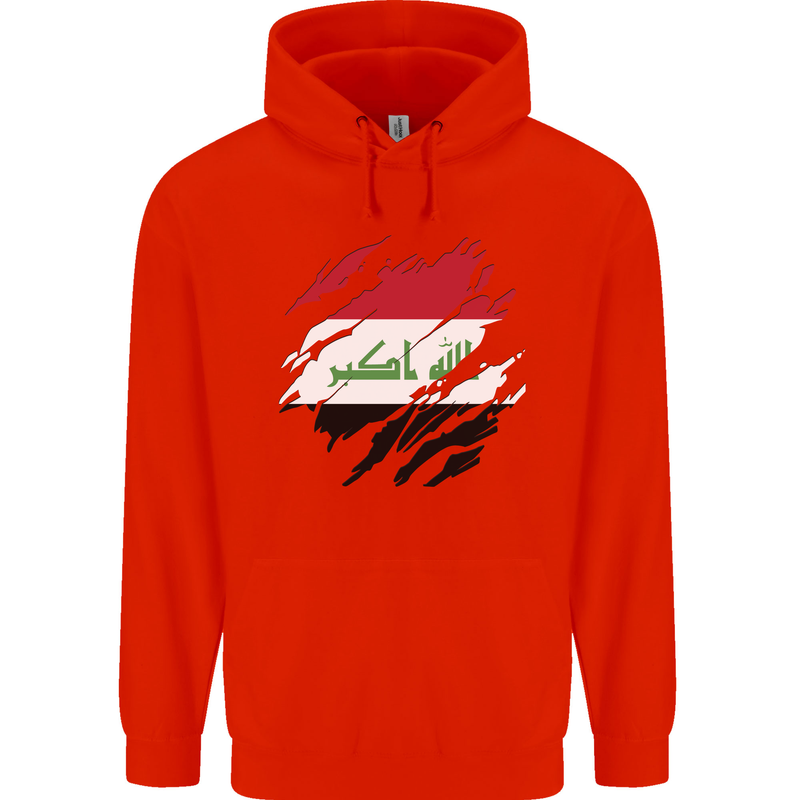 Torn Iraq Flag Iraqi Day Football Childrens Kids Hoodie Bright Red