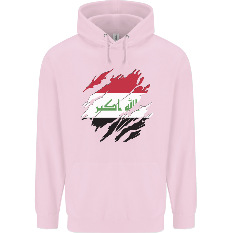 Torn Iraq Flag Iraqi Day Football Childrens Kids Hoodie Light Pink