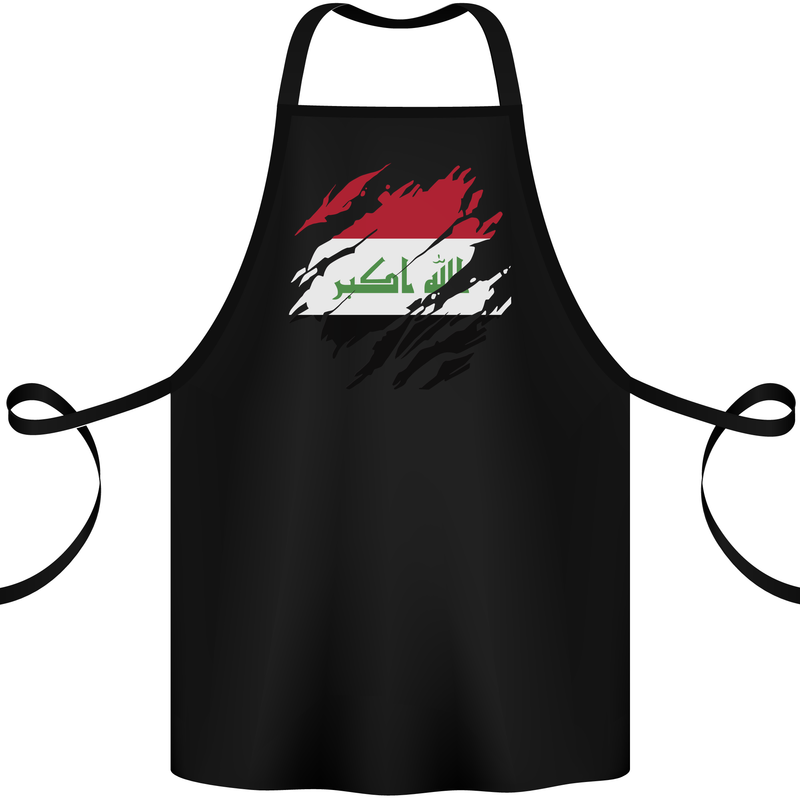 Torn Iraq Flag Iraqi Day Football Cotton Apron 100% Organic Black