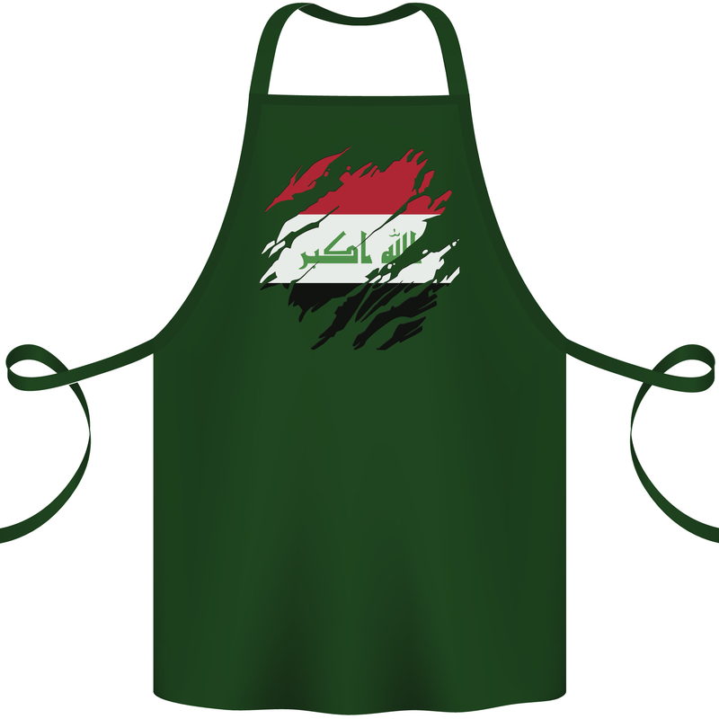 Torn Iraq Flag Iraqi Day Football Cotton Apron 100% Organic Forest Green