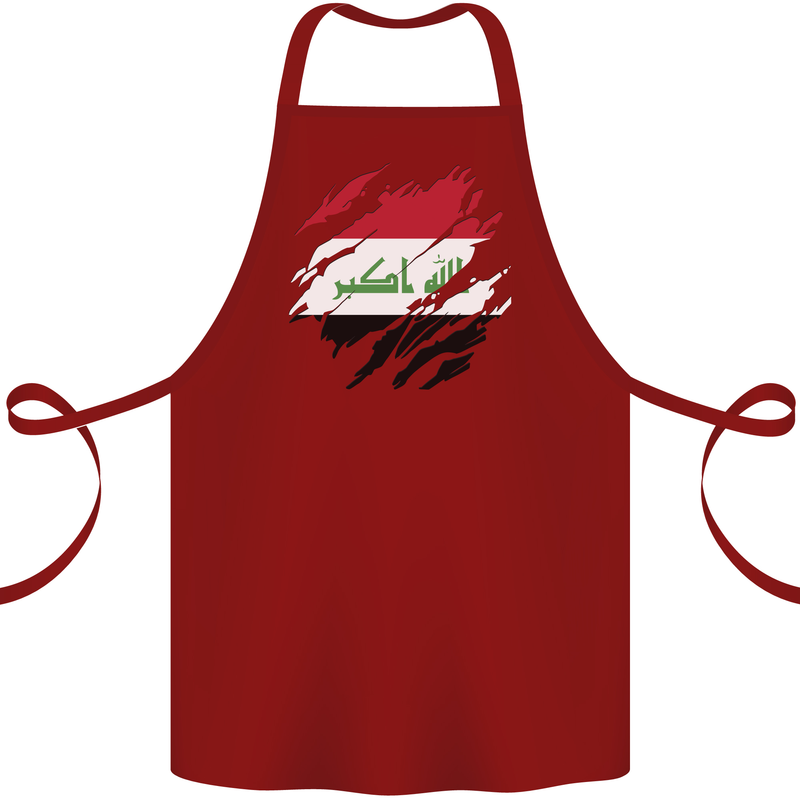 Torn Iraq Flag Iraqi Day Football Cotton Apron 100% Organic Maroon