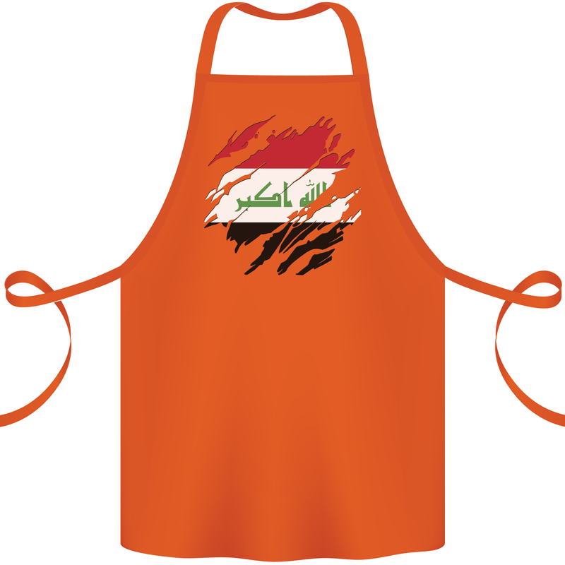 Torn Iraq Flag Iraqi Day Football Cotton Apron 100% Organic Orange