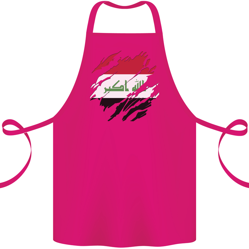 Torn Iraq Flag Iraqi Day Football Cotton Apron 100% Organic Pink