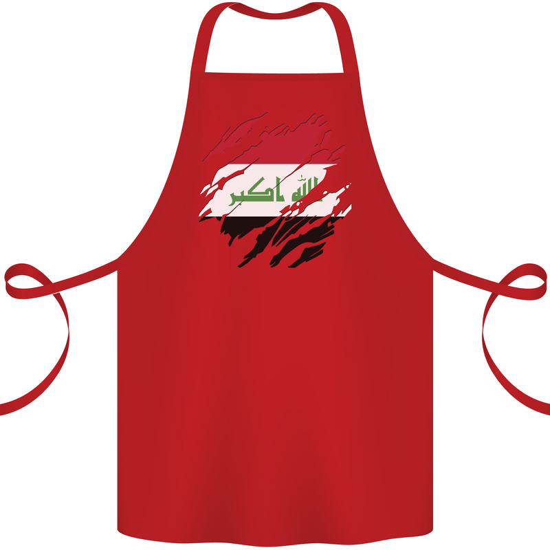 Torn Iraq Flag Iraqi Day Football Cotton Apron 100% Organic Red