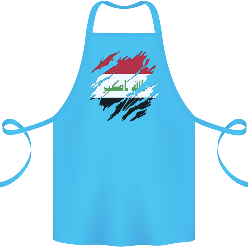 Torn Iraq Flag Iraqi Day Football Cotton Apron 100% Organic Turquoise