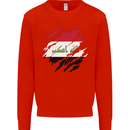 Torn Iraq Flag Iraqi Day Football Kids Sweatshirt Jumper Bright Red