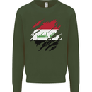 Torn Iraq Flag Iraqi Day Football Kids Sweatshirt Jumper Forest Green