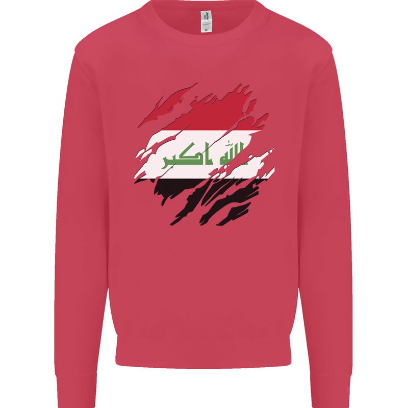 Torn Iraq Flag Iraqi Day Football Kids Sweatshirt Jumper Heliconia