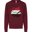 Torn Iraq Flag Iraqi Day Football Kids Sweatshirt Jumper Maroon