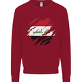 Torn Iraq Flag Iraqi Day Football Kids Sweatshirt Jumper Red