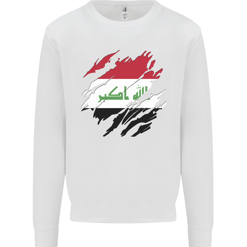 Torn Iraq Flag Iraqi Day Football Kids Sweatshirt Jumper White