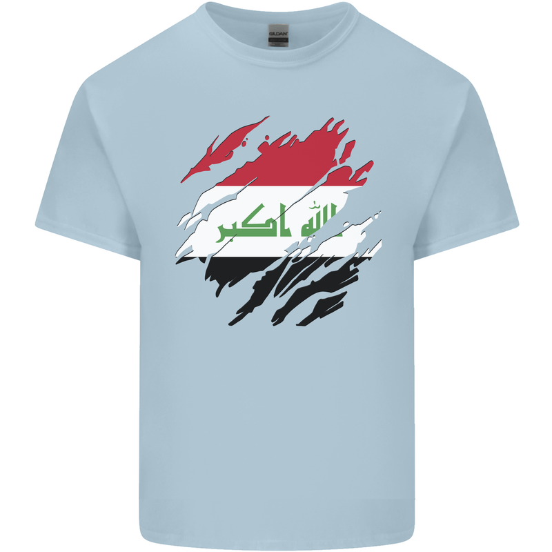 Torn Iraq Flag Iraqi Day Football Kids T-Shirt Childrens Light Blue