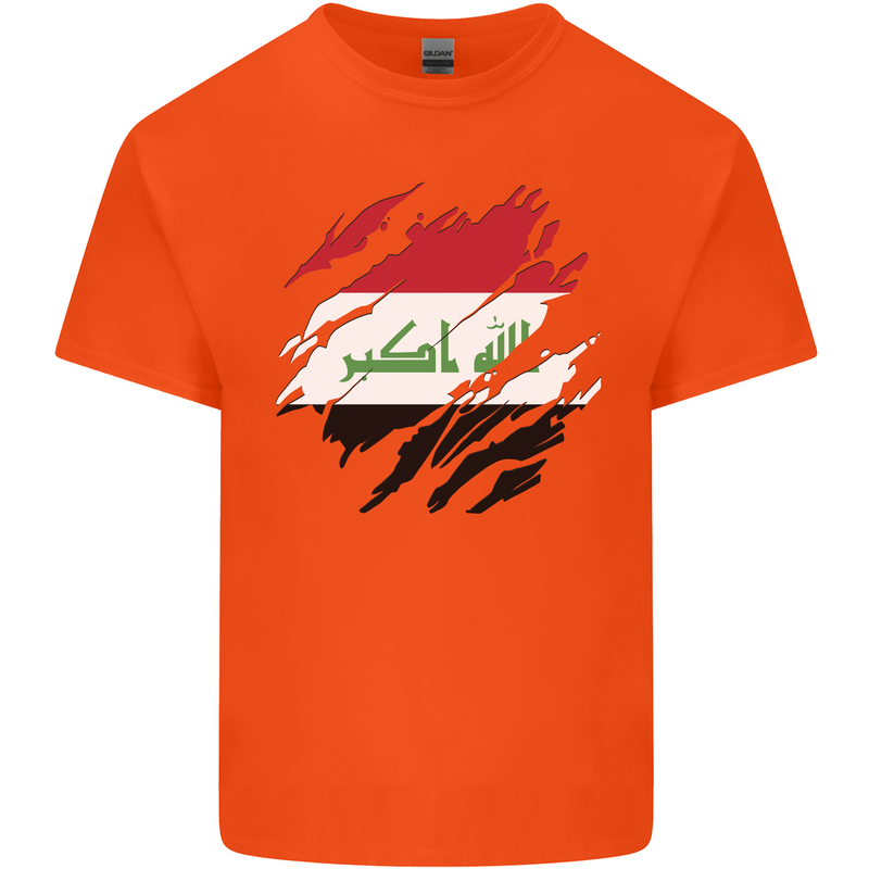 Torn Iraq Flag Iraqi Day Football Kids T-Shirt Childrens Orange