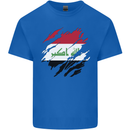 Torn Iraq Flag Iraqi Day Football Kids T-Shirt Childrens Royal Blue
