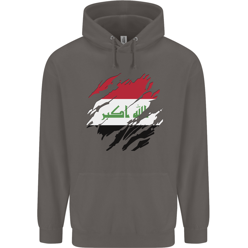 Torn Iraq Flag Iraqi Day Football Mens 80% Cotton Hoodie Charcoal
