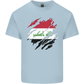 Torn Iraq Flag Iraqi Day Football Mens Cotton T-Shirt Tee Top Light Blue