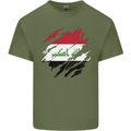 Torn Iraq Flag Iraqi Day Football Mens Cotton T-Shirt Tee Top Military Green