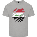Torn Iraq Flag Iraqi Day Football Mens Cotton T-Shirt Tee Top Sports Grey