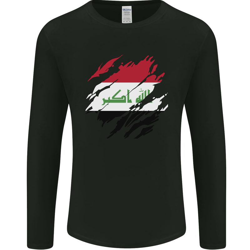 Torn Iraq Flag Iraqi Day Football Mens Long Sleeve T-Shirt Black