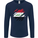 Torn Iraq Flag Iraqi Day Football Mens Long Sleeve T-Shirt Navy Blue