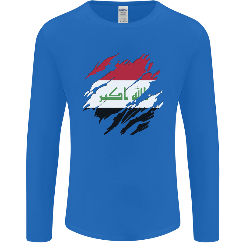 Torn Iraq Flag Iraqi Day Football Mens Long Sleeve T-Shirt Royal Blue