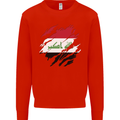 Torn Iraq Flag Iraqi Day Football Mens Sweatshirt Jumper Bright Red