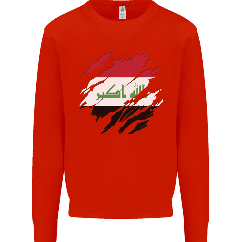 Torn Iraq Flag Iraqi Day Football Mens Sweatshirt Jumper Bright Red
