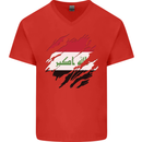 Torn Iraq Flag Iraqi Day Football Mens V-Neck Cotton T-Shirt Red