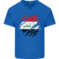 Torn Iraq Flag Iraqi Day Football Mens V-Neck Cotton T-Shirt Royal Blue