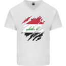 Torn Iraq Flag Iraqi Day Football Mens V-Neck Cotton T-Shirt White