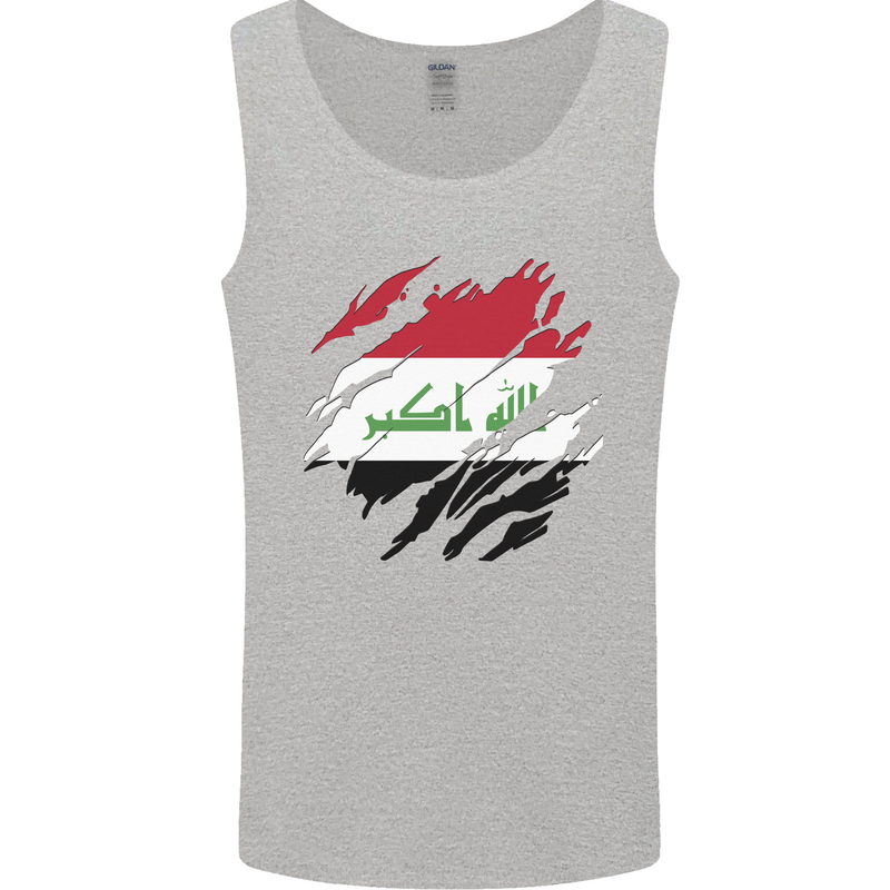 Torn Iraq Flag Iraqi Day Football Mens Vest Tank Top Sports Grey