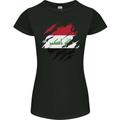 Torn Iraq Flag Iraqi Day Football Womens Petite Cut T-Shirt Black